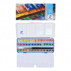 VAN GOGH 36 Colours Water Colour Metal Case Set in Half Pans + 1 Brush